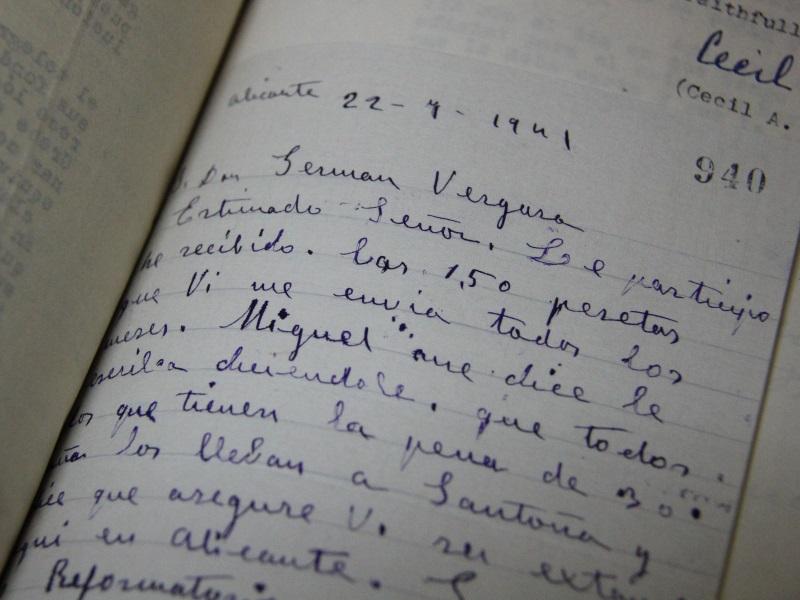 Carta de J. Manresa a G. Vergara. Alicante, 22 abril 1941.