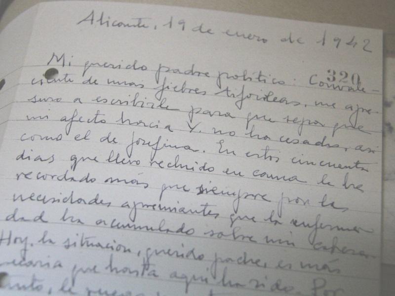 Carta de M. Hernández a G. Vergara. Alicante, 19 enero 1942.