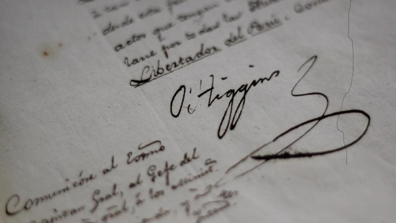 Decreto firmado por Bernardo O' Higgins (1820).