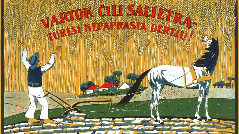 Afiche de Lituania, firmado por P. Rinsa. Sin fecha.