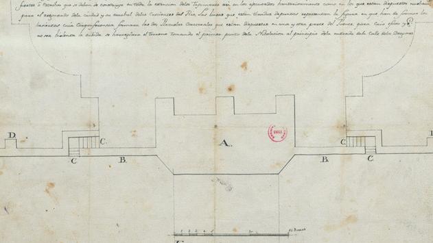 Plano de los Tajamares y del Puente Cal y Canto, Correspondiente a 1780.