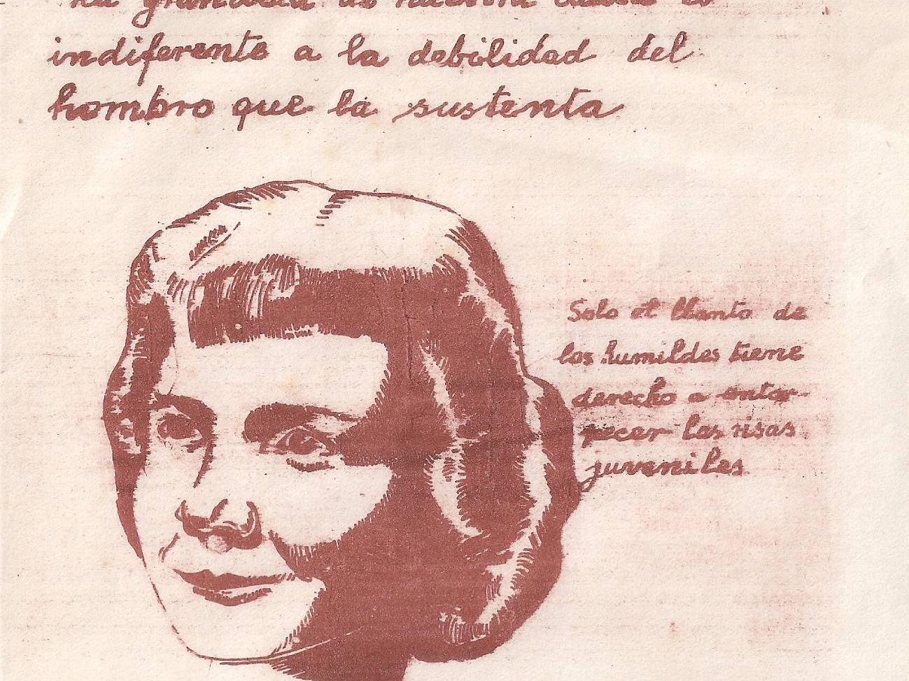 Retrato en dibujo de mujer.