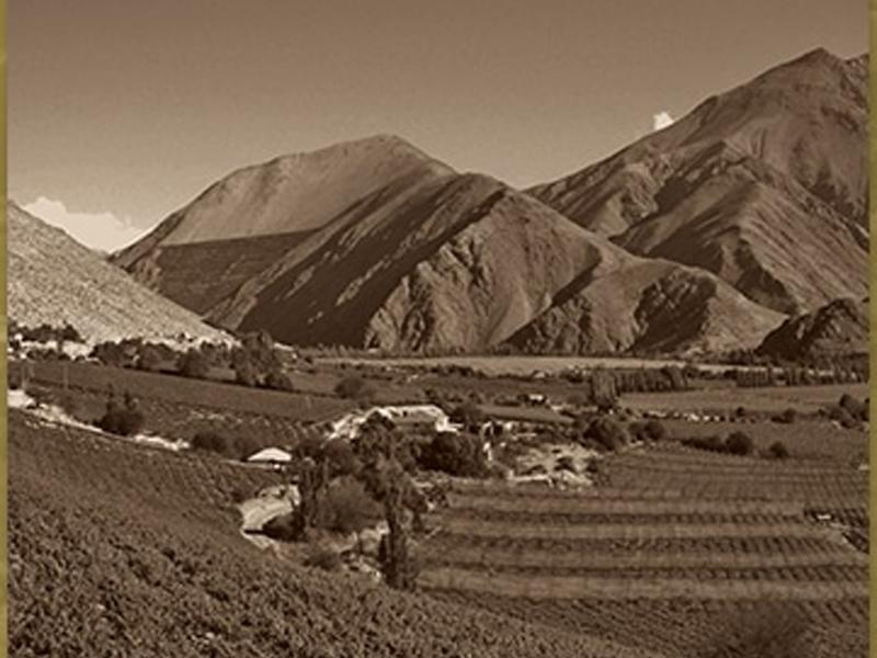 Valle en color sepia, foto de la portada del libro.