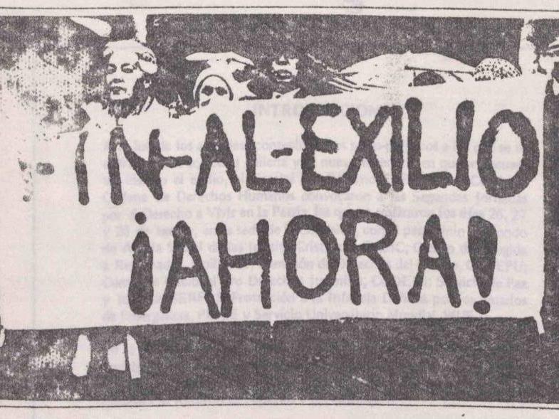 Volante que pide fin al exilio.