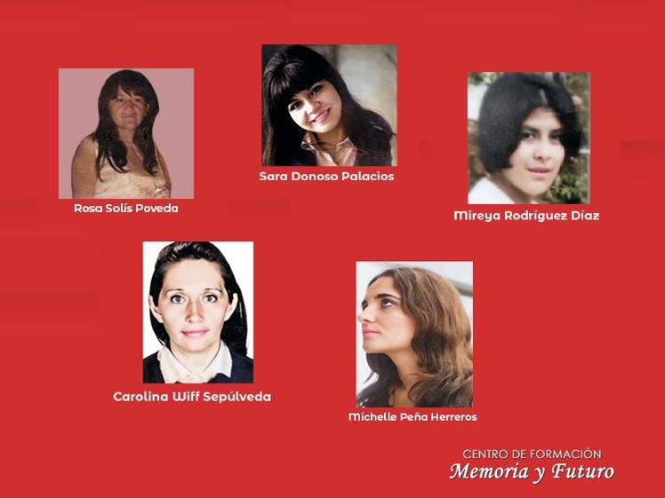 Rostros de mujeres militantes socialistas desaparecidas.