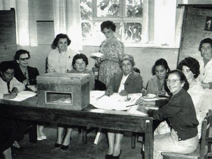 Foto de mujeres votando.