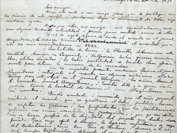 Carta de José Manuel Balmaceda