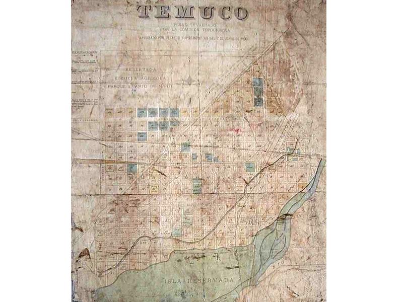 Plano oficial de la ciudad de Temuco 1892.