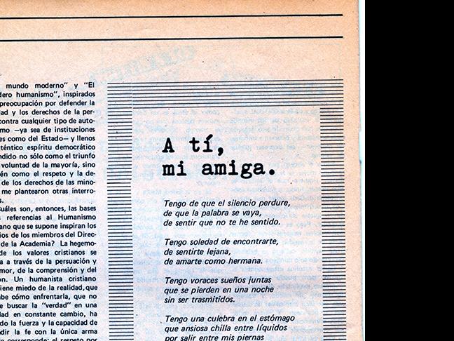 Artículo de Boletín Nos/Otras (Año 2, N°1, 1984) .....