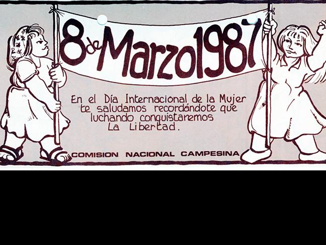 “8 de marzo de 1987”, saludo de la Comisión Nacional Campesina. AMG, Fondo Elena Caffarena Morice, Caja 7.