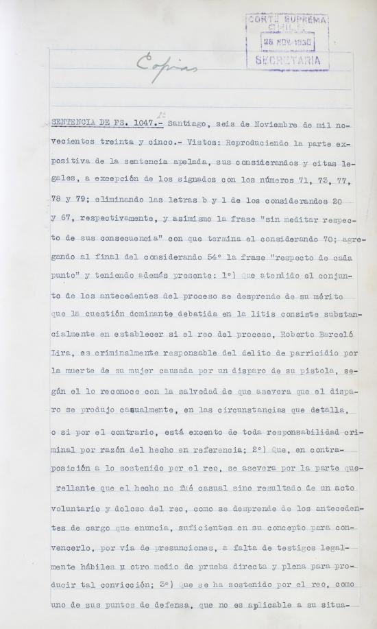 Sentencia de segunda instancia, 23 de noviembre de 1936