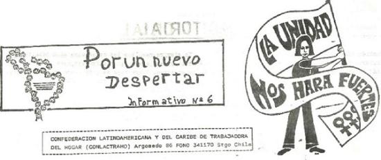 Dibujo de una mujer con un lienzo que dice La unión nos hará fuertes, es la portada de un boletín.