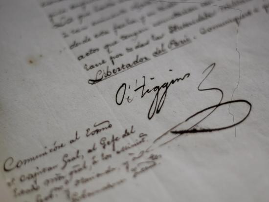 Decreto firmado por Bernardo O' Higgins (1820).
