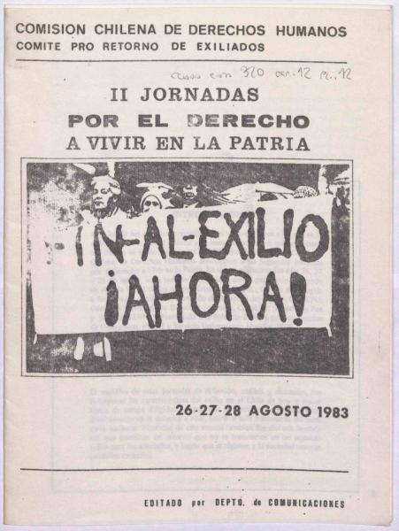 Convocatoria , agosto de 1983. Archivo Nacional de la Administración, Comisión Chilena de Derechos Humanos. Volante.