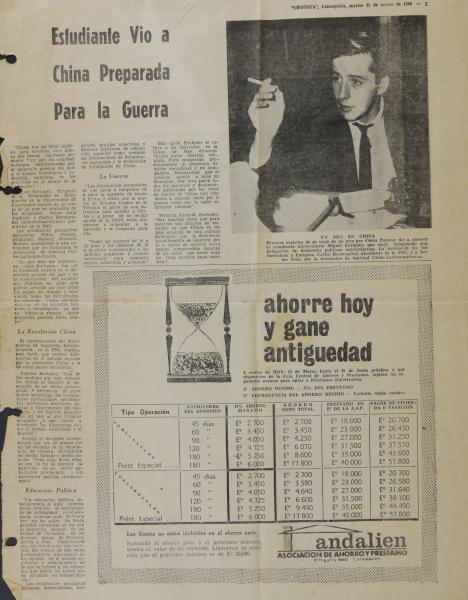 Entrevista a Miguel Enríquez realizada por el diario Crónica de Concepción, 1966. Diario,