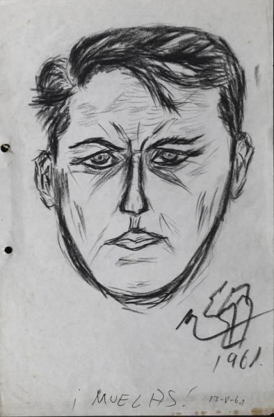 Retrato de joven dibujado.