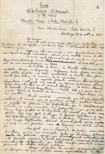 TESTAMENTO POLÍTICO DE JOSÉ MANUEL BALMACEDA (1891)