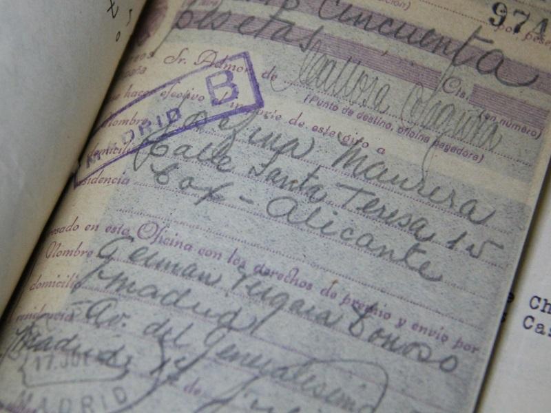 Depósito de G. Vergara a Josefina  Manresa. Madrid, 17 julio 1941.