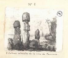 Dibujos de moais de Rapa Nui.